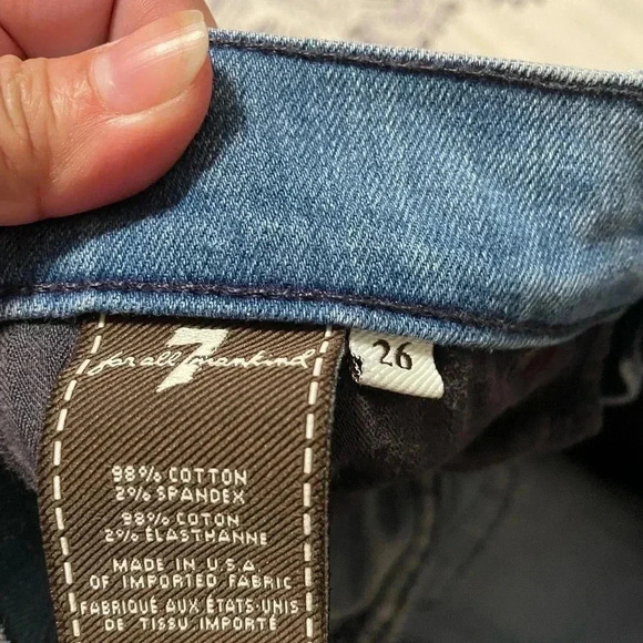 7 for all mankind denim patterned cropped blue skinny jeans size 26 - Picture 6 of 7